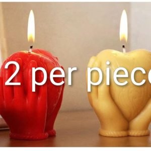 Cupped Hands Heart Candle (Red & Yellow) Hover Image