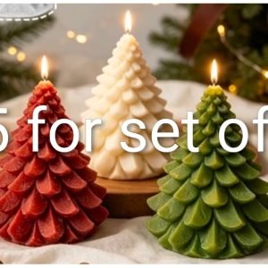 Christmas Tree Trio Candle Set (Red, White & Green) Hover Image